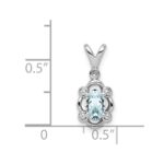 Sterling Silver Rhodium-plated Aquamarine & Diam. Pendant - Image 3