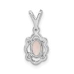 Sterling Silver Rhodium-plated Created Opal & Diam. Pendant - Image 4
