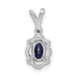 Sterling Silver Rhodium-plated Created Sapphire & Diam. Pendant - Image 4