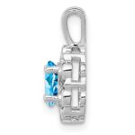 Sterling Silver Rhodium-plated Light Swiss Blue Topaz & Diam. Pendant - Image 2