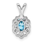 Sterling Silver Rhodium-plated Light Swiss Blue Topaz & Diam. Pendant - Image 4