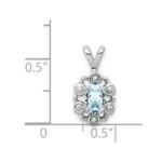 Sterling Silver Rhodium-plated Aquamarine & Diam. Pendant - Image 3