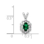 Sterling Silver Rhodium-plated Created Emerald & Diam. Pendant - Image 3