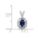 Sterling Silver Rhodium-plated Created Sapphire & Diam. Pendant - Image 3