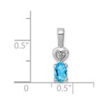 Sterling Silver Rhodium-plated Light Swiss Blue Topaz & Diam. Pendant - Image 3