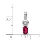 Sterling Silver Rhodium-plated Created Ruby & Diam. Pendant - Image 4