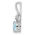 Sterling Silver Rhodium-plated Aquamarine & Diam. Pendant - Image 2