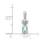 Sterling Silver Rhodium-plated Aquamarine & Diam. Pendant - Image 3