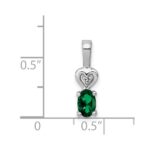 Sterling Silver Rhodium-plated Created Emerald & Diam. Pendant - Image 3