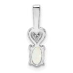 Sterling Silver Rhodium-plated Created Opal & Diam. Pendant - Image 4
