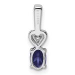 Sterling Silver Rhodium-plated Created Sapphire & Diam. Pendant - Image 4