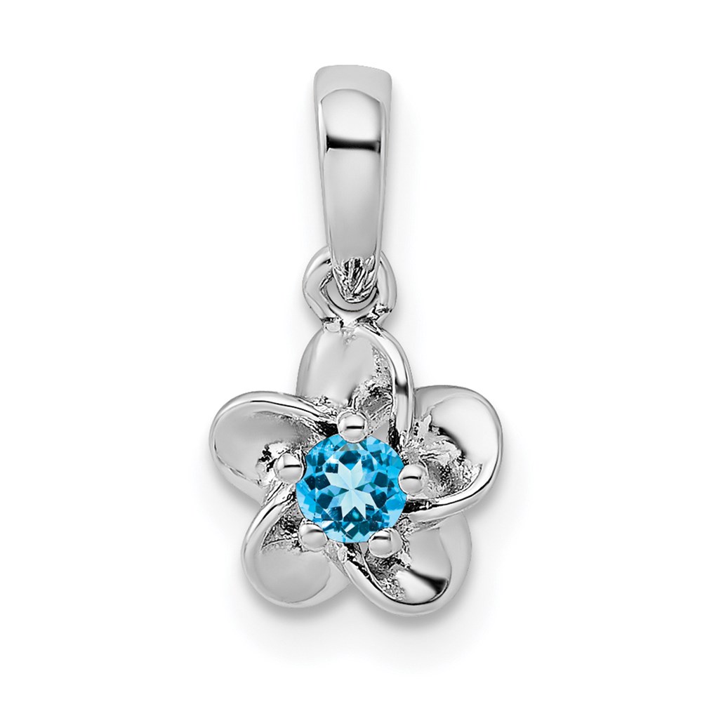 QBPD30BT.jpg Sterling Silver Rhodium-plated Floral Blue Topaz Pendant - Image 1