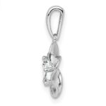 Sterling Silver Rhodium-plated Floral White Topaz Pendant - Image 2