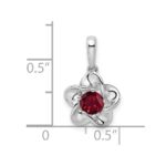 Sterling Silver Rhodium-plated Floral Created Ruby Pendant - Image 3