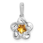 Sterling Silver Rhodium-plated Floral Citrine Pendant - Image 4