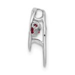 Sterling Silver Rhodium Plated Lab Created Ruby Birthstone Vibrant Chain Slide - Image 2