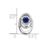 Sterling Silver Rhodium Created Sapphire Birthstone Vibrant Chain Slide - Image 3