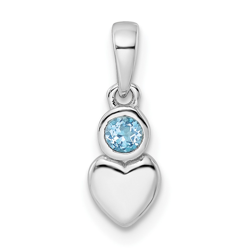 QBPD35DEC.jpg Sterling Silver Rhodium-plated Polished LS Blue Topaz Heart Pendant - Image 1