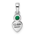 Sterling Silver Rhodium-plated Lab Created Emerald Heart Pendant - Image 4