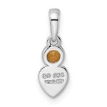 Sterling Silver Rhodium-plated Polished Citrine Heart Pendant - Image 4