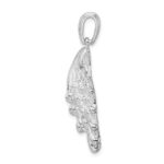 De-Ani Sterling Silver Rhodium-Plated Polished and Textured Lions Paw Shell Pendant - Image 2