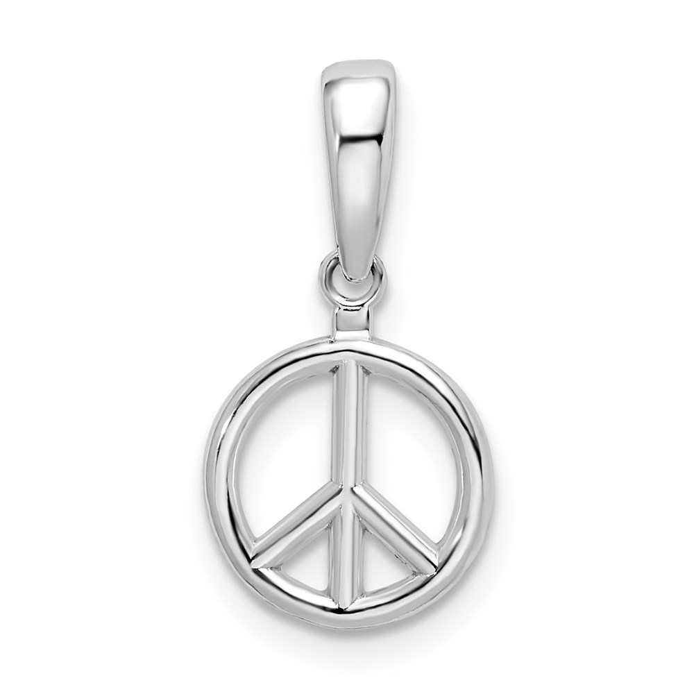QC10004.jpg De-Ani Sterling Silver Rhodium-Plated Polished Peace Symbol Pendant - Image 1
