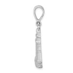 De-Ani Sterling Silver Rhodium-Plated Polished and Textured Lighthouse Pendant - Image 2