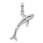 De-Ani Sterling Silver Rhodium-Plated Polished 3D Blue Shark Pendant - Image 3