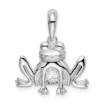 De-Ani Sterling Silver Rhodium-Plated Polished and Textured Sitting Frog Pendant