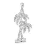 De-Ani Sterling Silver Rhodium-Plated Polished and Textured Double Palm Tree Pendant - Image 3