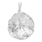 De-Ani Sterling Silver Rhodium-Plated Polished and Textured Beveled Sand Dollar Pendant - Image 3