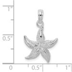 De-Ani Sterling Silver Rhodium-Plated Polished and Textured Starfish Pendant - Image 4