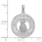 De-Ani Sterling Silver Rhodium-Plated Charleston with Pineapple Circle Pendant - Image 4