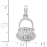 De-Ani Sterling Silver Rhodium-Plated 3D Flower Basket Moveable Handle Pendant - Image 6