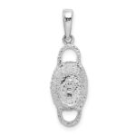 De-Ani Sterling Silver Rhodium-Plated Polished 3D Double Handle Basket Pendant - Image 3