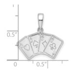 De-Ani Sterling Silver Rhodium-plated Polished 4 Aces Good Luck Playing Cards Pendant - Image 4