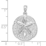 De-Ani Sterling Silver Rhodium-Plated Polished and Textured Sand Dollar Pendant - Image 4