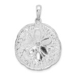 De-Ani Sterling Silver Rhodium-Plated Polished and Textured Sand Dollar Pendant - Image 3