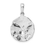 De-Ani Sterling Silver Rhodium-Plated Polished and Textured Sand Dollar Pendant - Image 3
