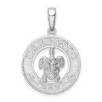 De-Ani Sterling Silver Rhodium-Plated Polished Barbados with Turtle Circle Pendant