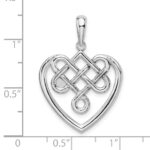 De-Ani Sterling Silver Rhodium-Plated Polished Celtic Knot Heart Pendant - Image 4