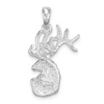 De-Ani Sterling Silver Rhodium-Plated Polished and Textured Deer Head Pendant - Image 3