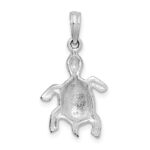 De-Ani Sterling Silver Rhodium-Plated Polished and Textured Turtle Pendant - Image 3