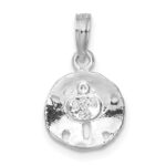 De-Ani Sterling Silver Rhodium-Plated Polished and Textured Small Sand Dollar Pendant - Image 3