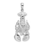 De-Ani Sterling Silver Rhodium-Plated Polished Moveable Lobster Pendant