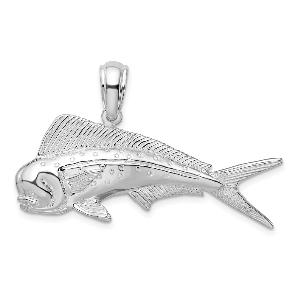 QC10143.jpg De-Ani Sterling Silver Rhodium-Plated Polished Mahi-Mahi Fish Pendant - Image 1