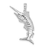 De-Ani Sterling Silver Rhodium-Plated Polished 3D Blue Marlin Pendant - Image 3