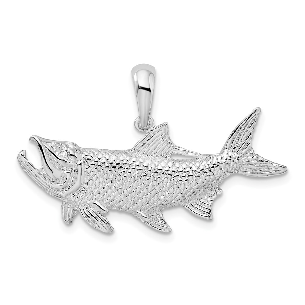 QC10150.jpg De-Ani Sterling Silver Rhodium-Plated Polished Tarpon Fish Pendant - Image 1