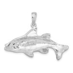 De-Ani Sterling Silver Rhodium-Plated Polished Red Fish Pendant - Image 3