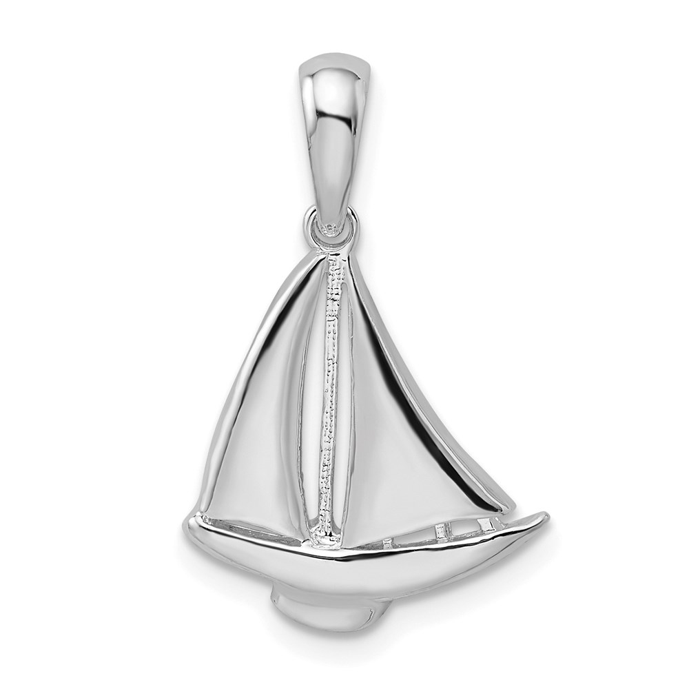 QC10153.jpg De-Ani Sterling Silver Rhodium-Plated Polished Sailboat Pendant - Image 1
